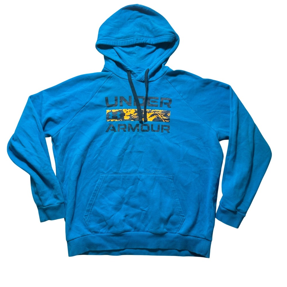 Under Armour Mens Blue Graphic Hoodie Sweatshirt Loose Fit LG